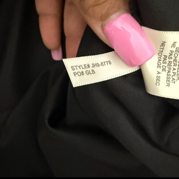 Eliza J.  Black/Silver Metallic Chevron Faux Wrap Dress Sz 14 - Picture 14 of 14